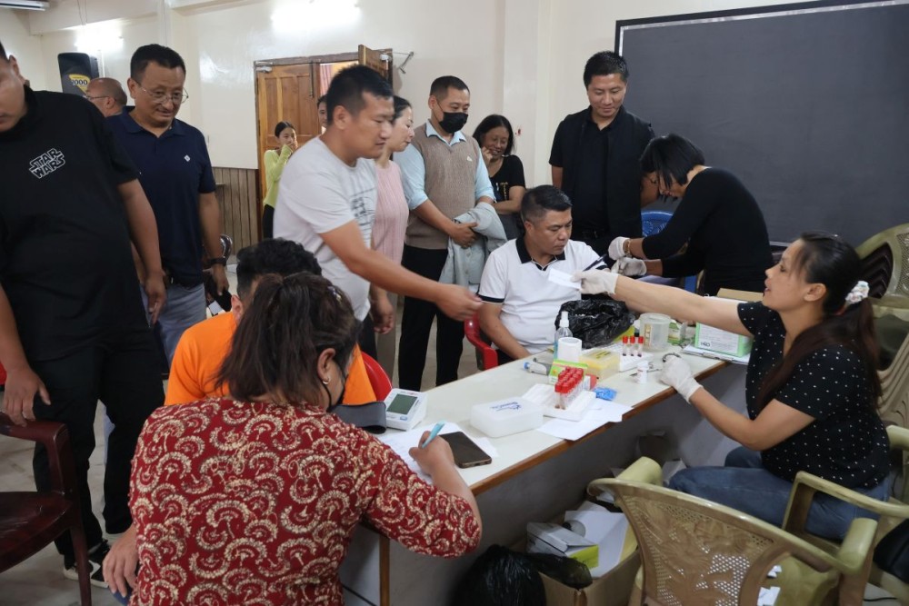 Deputy Commissioner Kohima, B Henok Buchem participating in the health screening camp at DC Office, Kohima on May 19. (DIPR Photo)