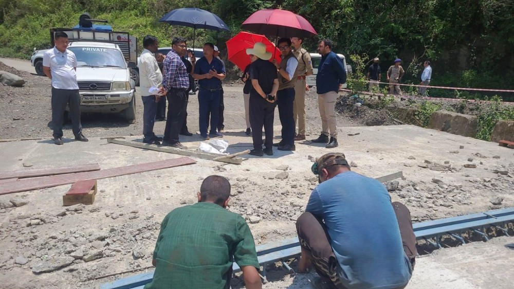 MP Supongmeren and others during inspection to Package-II of Kohima- Jessami 2 lane road project on May 29. (Morung Photo)