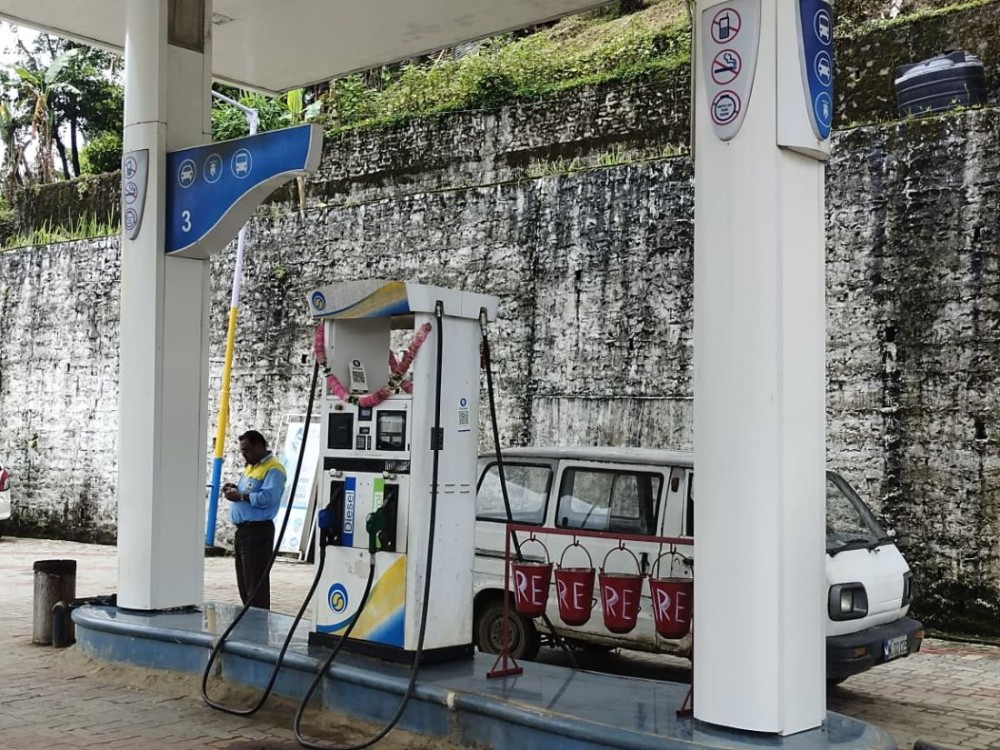 A fuel station in Mokokchung remains operational amid the ongoing fuel scarcity in Nagaland. (Morung Photo)
