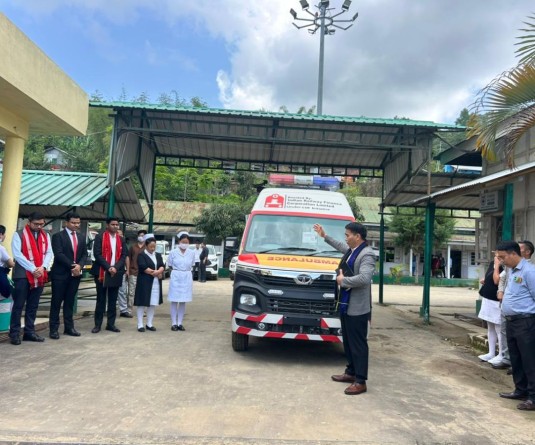 ALS Ambulance under IRFC CSR initiative launched and flagged off at Dr Motsuo Memorial District Hospital (DMMDH), Wokha, on May 29. (Morung Photo)