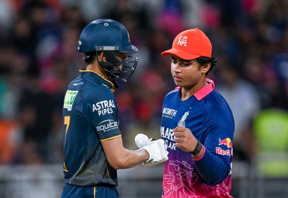 Gujarat Titans captain Shubman Gill greets Rajasthan Royals' Vaibhav Sooryavanshi as he walks off the field after his dismissal during the Indian Premier League (IPL) 2026 Qualifier 2 match between Gujarat Titans and Rajasthan Royals at the Maharaja Yadavindra Singh International Cricket Stadium, Mullanpur, New Chandigarh, on May 29, 2026. (IANS Photo)