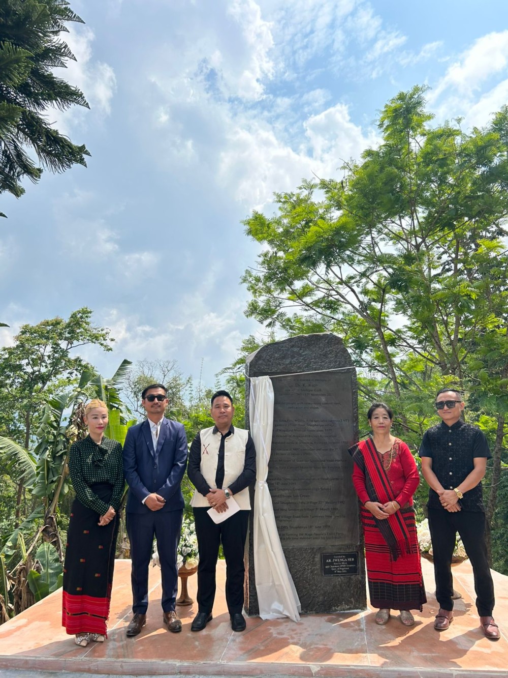 MLA Jwenga Seb and others during unveiling of the memorial monolith in honour  of Dr K Kath on May 9.