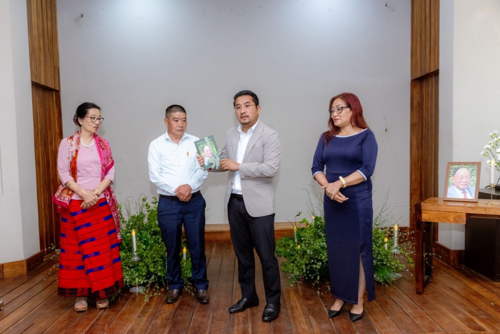 MLA and Advisor Tongpang Ozukum releasing the book commemorating the life and legacy of late Nagaland political leader T Sentichuba at Hotel Grand Vista, Dimapur on May 16.