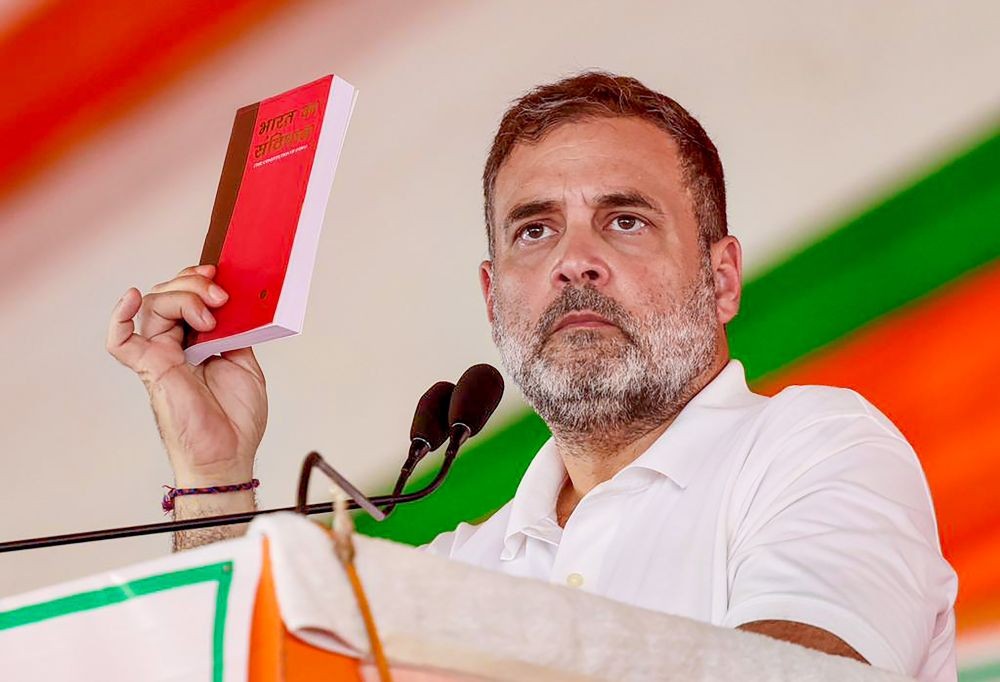 Leader of Opposition in the Lok Sabha Rahul Gandhi addresses a rally in Raebareli district of Uttar Pradesh, on May 20, 2026. (IANS/X/@INCIndia Photo)