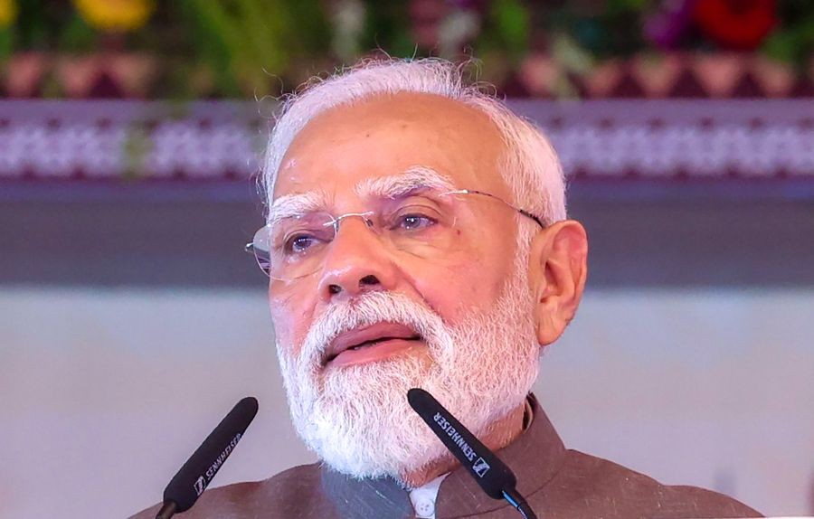 Prime Minister Narendra Modi speaks during the event marking the completion of two years of the Odisha government in Rairangpur district of Odisha on June 20, 2026. (IANS/PMO Photo)
