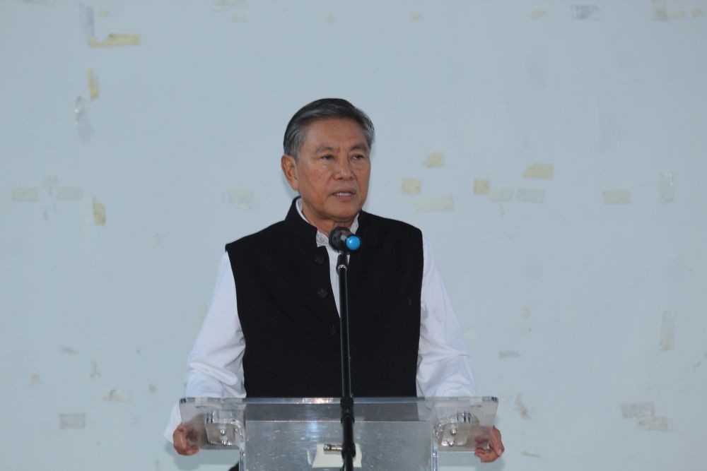 Advisor K Tokugha Sukhalu addresses an awareness programme on Census 2027 held at the Multi-Purpose Hall Zunheboto on June 10. (Morung Photo)