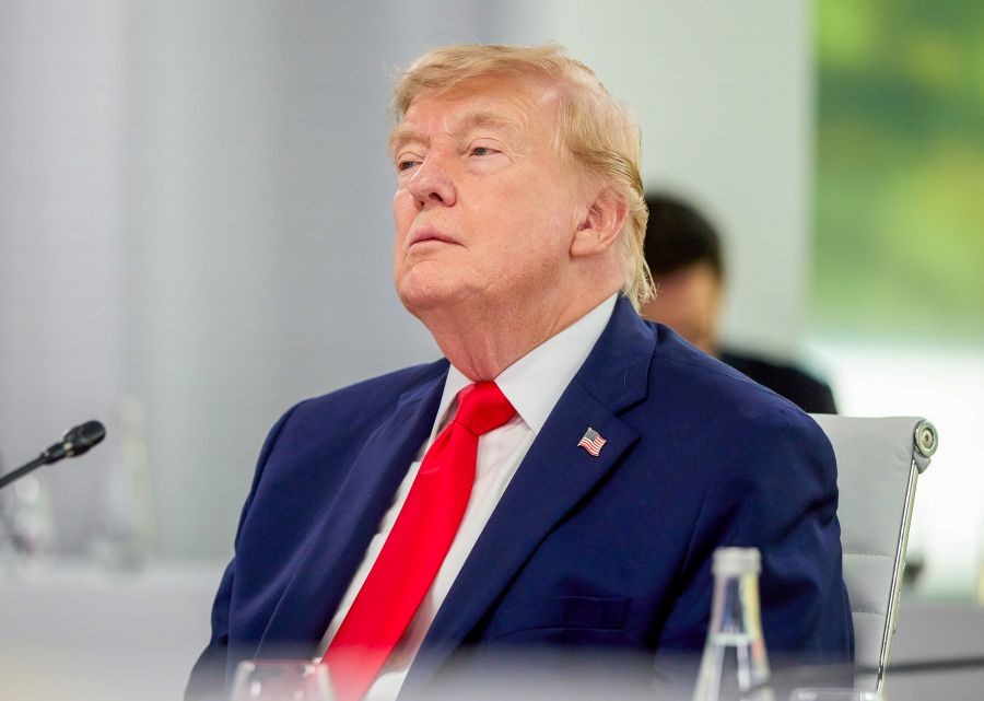 U.S. President Donald Trump during a meeting at the G7 Summit in Evian, France on June 16, 2026. (IANS Photo)