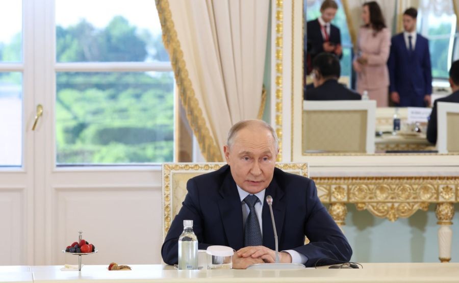 Russian President Vladimir Putin attends the St. Petersburg International Economic Forum (SPIEF) in St. Petersburg, Russia, on June 4, 2026. (IANS/X/@mfa_russia Photo)