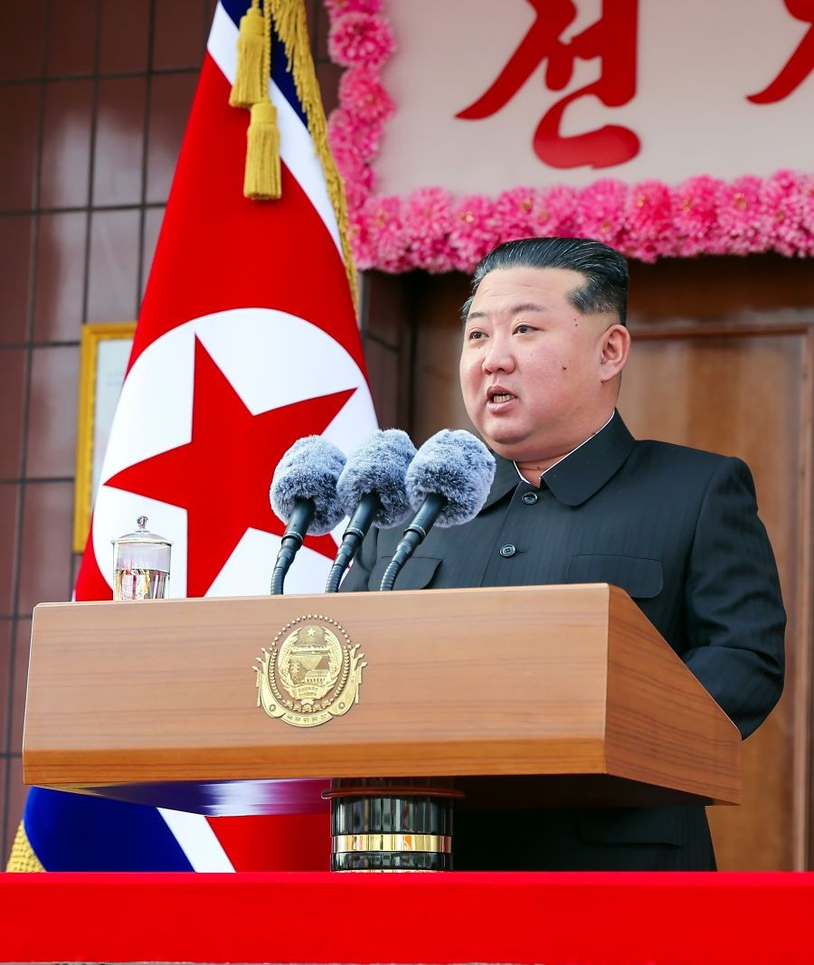 North Korean leader Kim Jong-un speaks at a polling station at the Chonsong Youth Coal Mine under the Sunchon Area Youth Coal-mining Complex in Sunchon,  (IANS Photo)