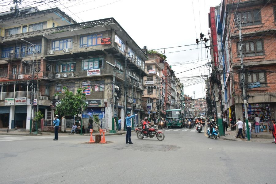 Traffic police manage vehicles as normal life resumes in Kathmandu following the Gen Z protests, in Kathmandu, Nepal on September 19, 2025. (IANS File Photo)