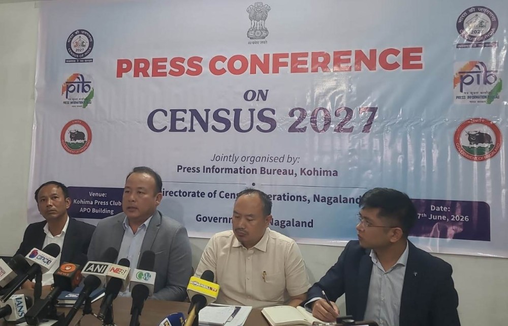 Nagaland Census Operations Director Dr Kenie Miachieo and others during press conference held in Kohima on June 17. (Morung Photo)