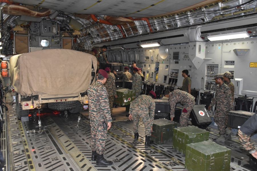 India sends two IAF planes with relief support to quake-hit Venezuela under Operation Amistad. (Photo courtesy: IANS/Ministry of Defence)