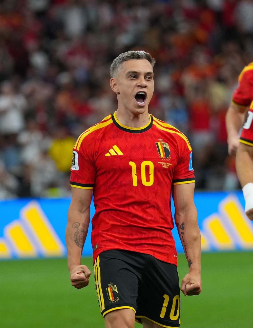 Vancouver: Leandro Trossard of Belgium celebrates his goal during the group G match between New Zealand and Belgium at the 2026 FIFA World Cup at BC Place Vancouver in Vancouver, Canada, June 26, 2026. (Photo: Xinhua via IANS)