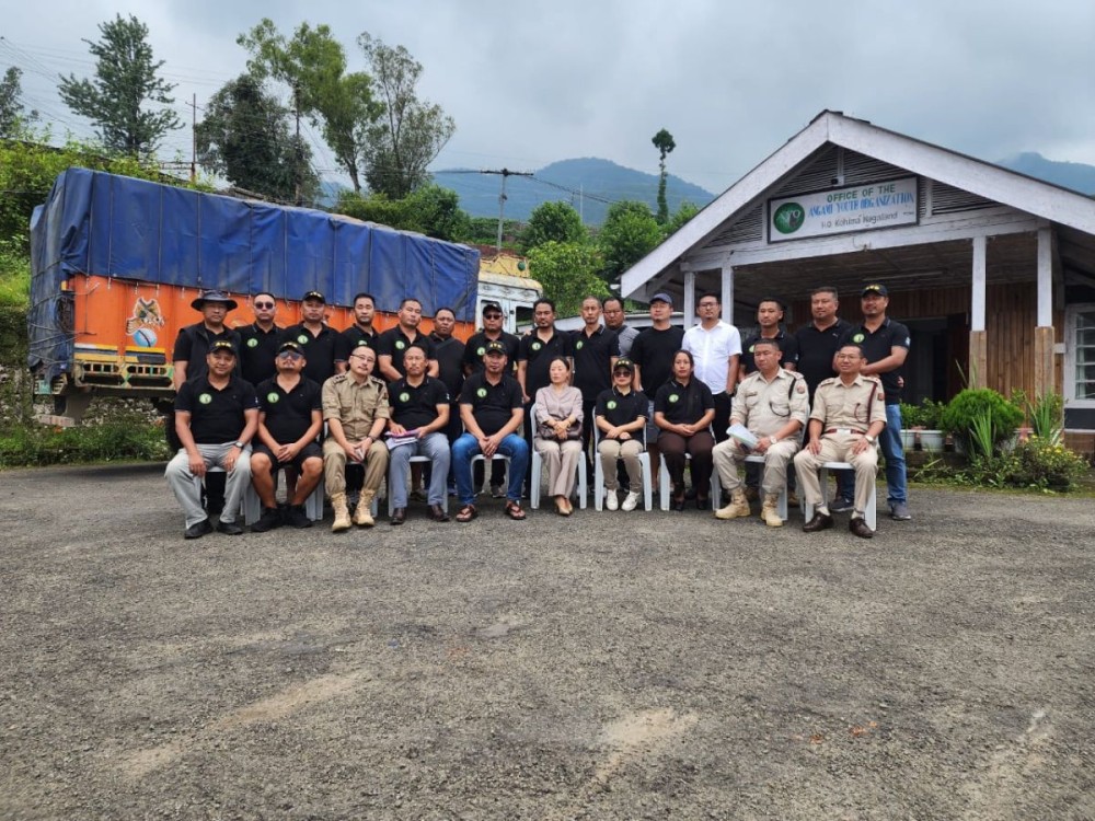 AYO, TYO and JYO officials, along with excise department officials during the handing over of consignment at AYO office in Kohima on June 4.