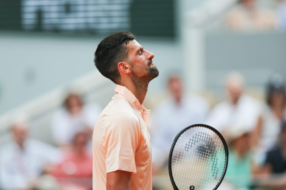 Paris: Novak Djokovic reacts during the men's singles third round match between Novak Djokovic of Serbia and Joao Fonseca of Brazil at the French Open tennis tournament at Roland Garros, Paris, France, May 29, 2026. (Photo: Xinhua via IANS)