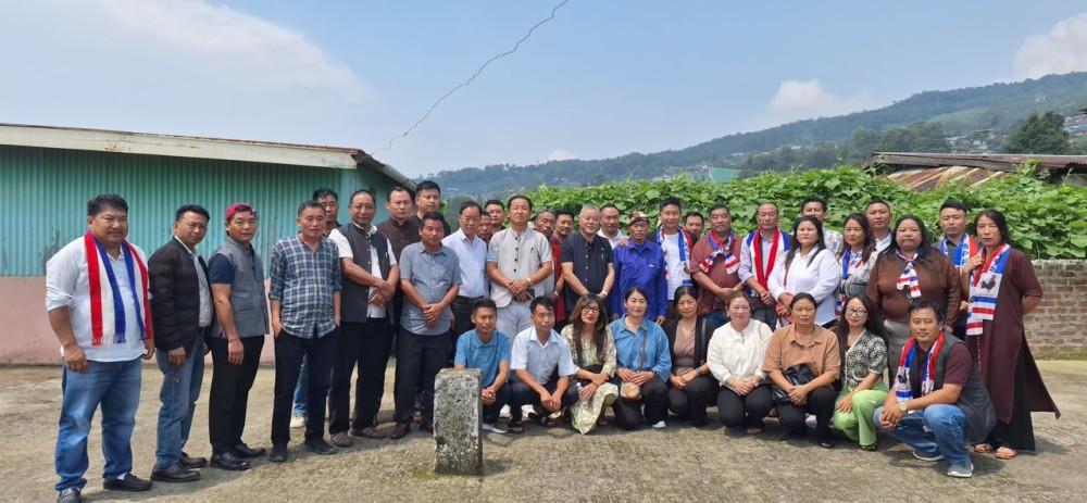 NPF intending candidate Ar Aling Lotha, along with party leaders and supporters during the launch of the campaign for the upcoming Urban Local Body (ULB) bye-election of Ward No. 8 (Tsumang B), under Wokha Town Council on June 3. (Morung Photo)