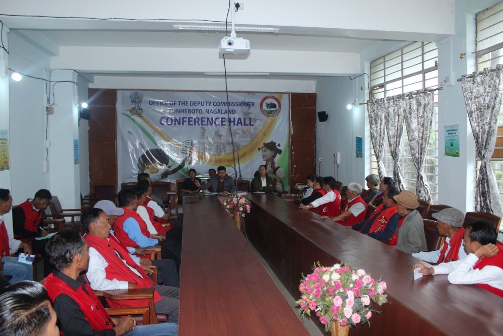 DC Dharam Raj, IAS, along with other officials during the consultative meeting on Census 2027 held at the Conference Hall of the Deputy Commissioner in Zunheboto on June 25. (Morung Photo)