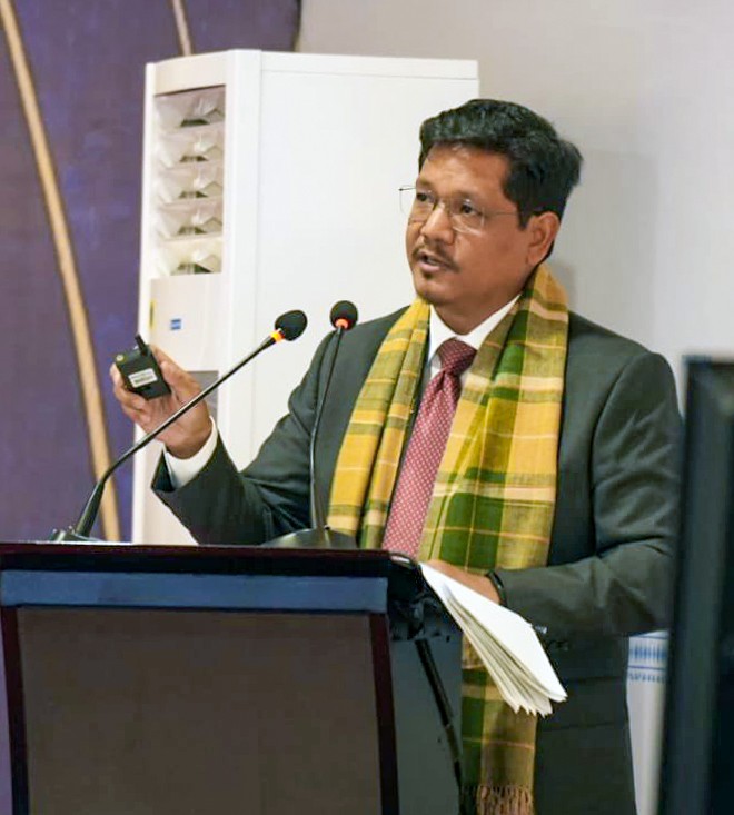 Meghalaya Chief Minister Conrad K. Sangma addresses the 73rd Plenary Session of the North Eastern Council (NEC) in Shillong, Meghalaya, on June 04, 2026. (: IANS/X/@SangmaConrad File Photo)