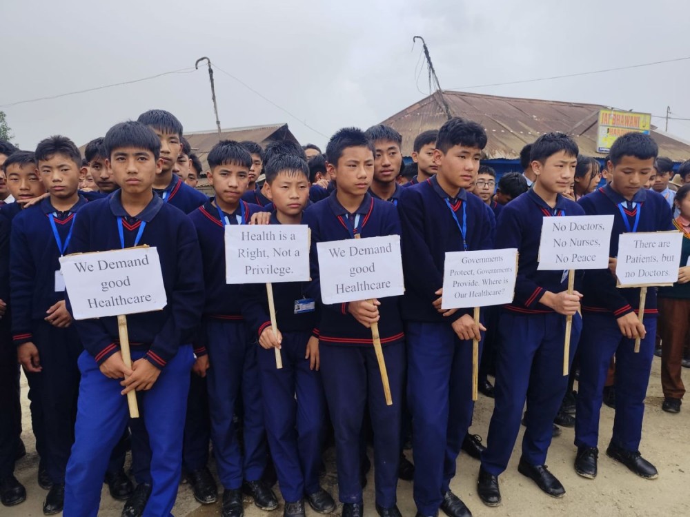 Section of students and others during the launching of Phase-I Democratic Agitation at Zero Point, Longkhim Town on June 12. (Photo Courtesy: USSC)
