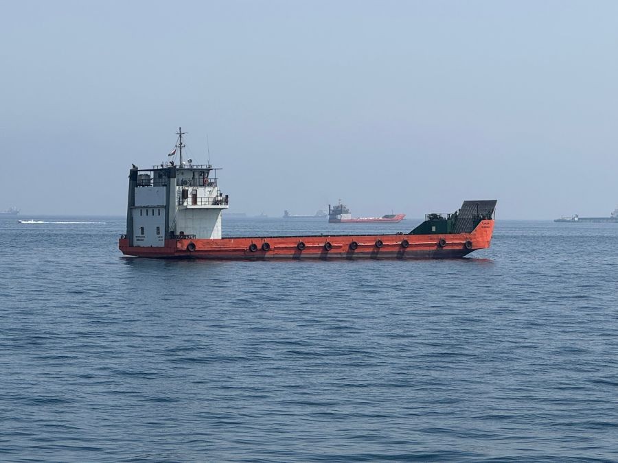 This photo taken with a mobile phone shows merchant vessels stranded in the waters of the Strait of Hormuz, near Khasab, a small town in northern Oman, May 29, 2026. (Xinhua via IANS Photo)
