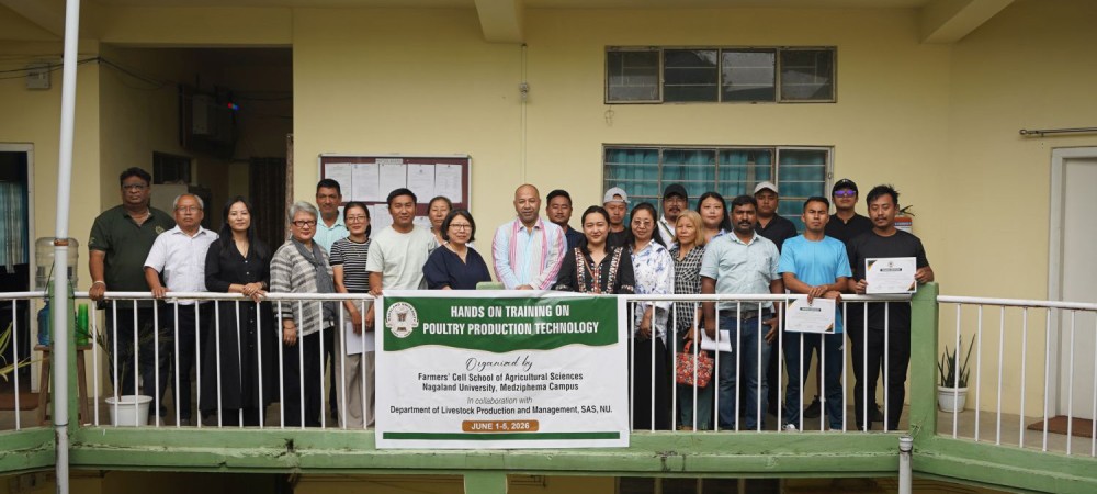 Officials along with the trainees during the poultry training programme in Medziphema on June 5.