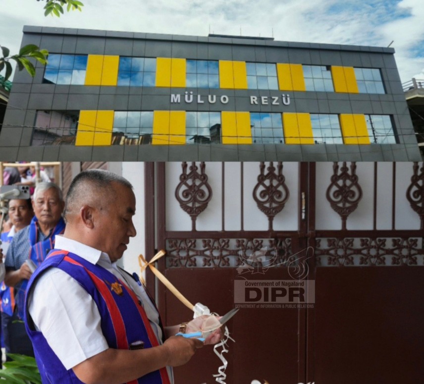 Advisor for NSDMA & Inland Waterways, Z Nyusietho Nyuthe inaugurating Meluri Community Building, ‘Müluo Rezu’ at Meluri Town on June 1. (DIPR Photo)