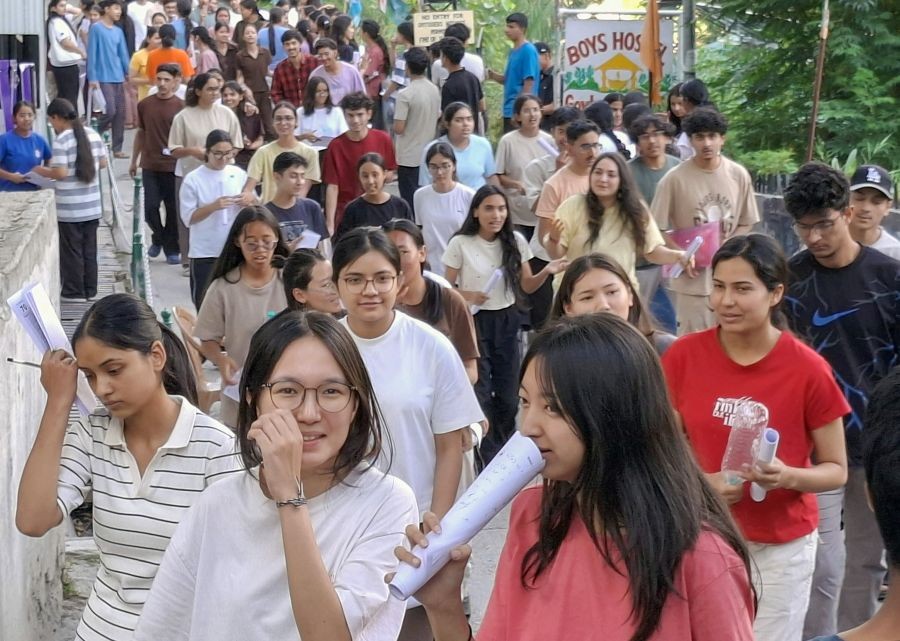 Candidates leave the examination centre after appearing for the NEET-UG 2026 re-examination in Kullu, Himachal Pradesh, on June 21, 2026. (IANS Photo)