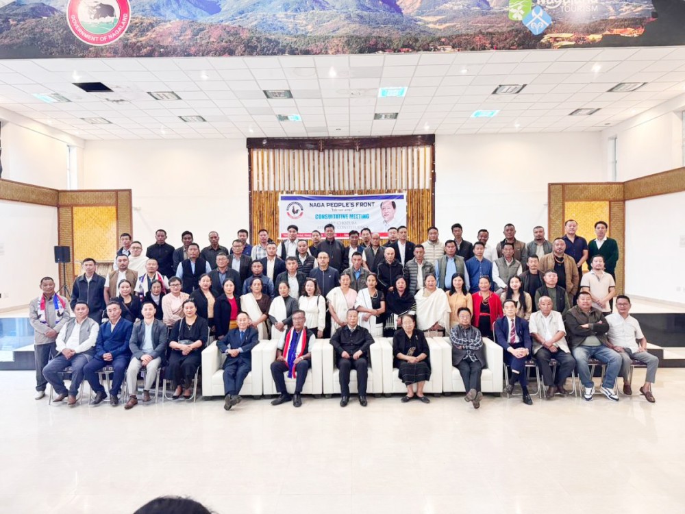 Kudecho Khamo, Sano Vamuzo, Nuzota Swuro, Pusazo Luruo and others during consultative meeting  held at Bamboo Hall, Kisama on June 13.