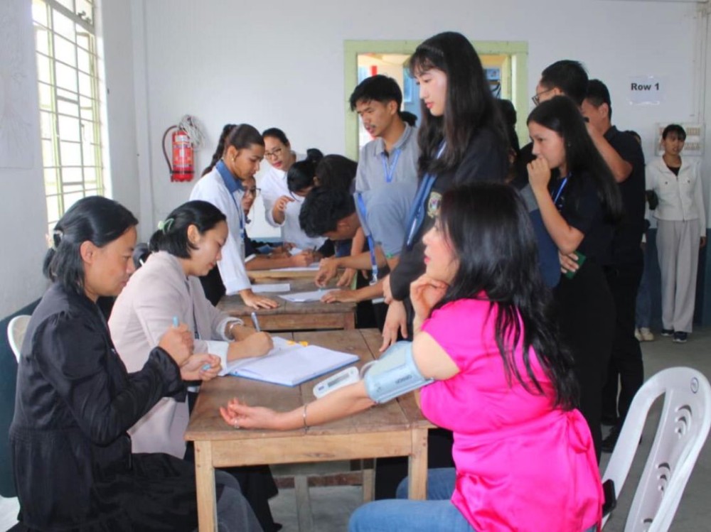 Students avail medical service during free health camp on June 12.