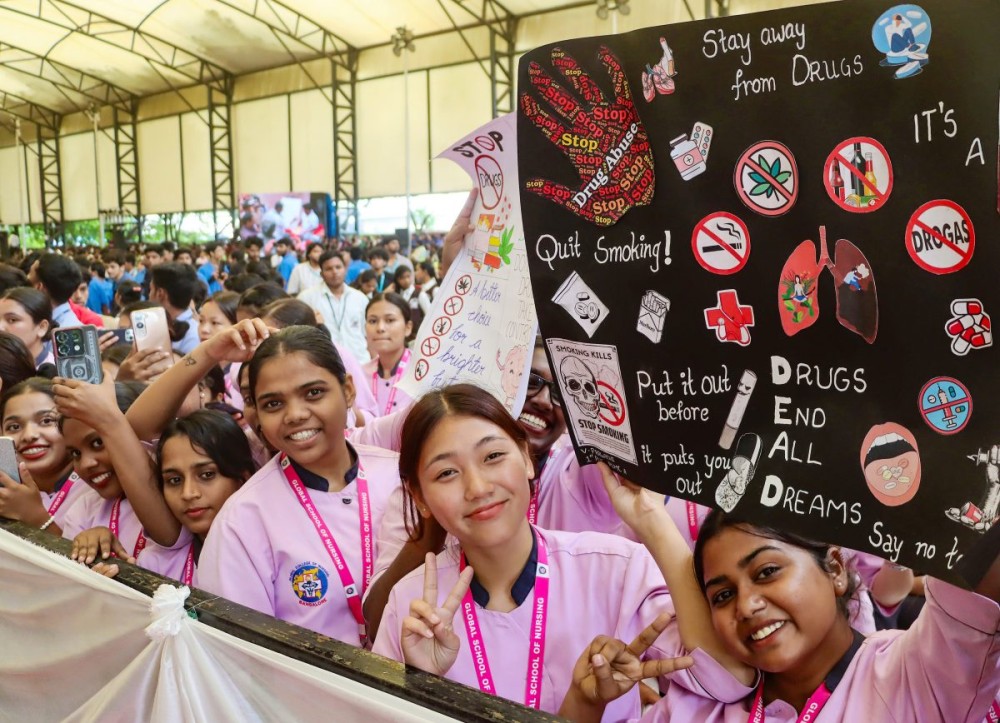 Bengaluru: Participants during the inauguration of the International Day Against Drug Abuse and Illicit Trafficking 2026 programme organised by the Karnataka State Police at Kanteerava Stadium in Bengaluru on Tuesday, June 30, 2026. (Photo: IANS)