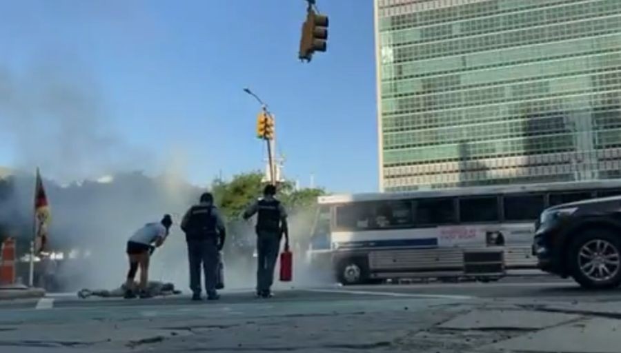 Tibetan activist dies after self-immolating outside UN headquarters in New York. (IANS Photo)