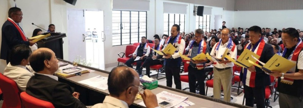 NPF Working President Pusazo Luruo administer oath to five erstwhile RPP leaders, with Joel Naga and Vitho Zao inducted into NPF COB as Vice Presidents, Amai Chingkhu as General Secretary COB, Likhro Kreo as Secretary COB and Zhokhoi Chuzho as Vice President (Central Youth Wing).