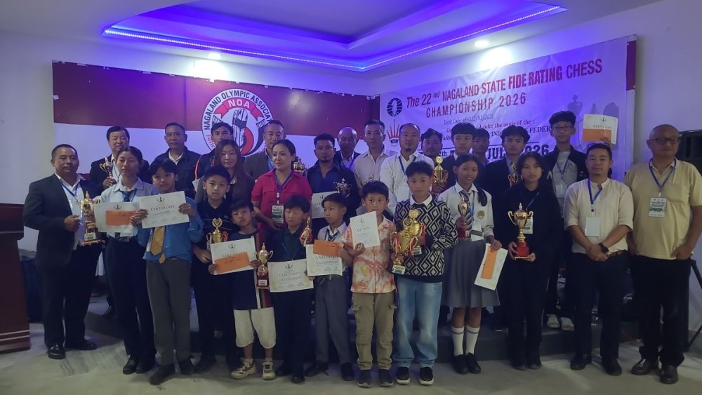 Officials with winners of 22nd Nagaland State FIDE Rating Chess Championship.