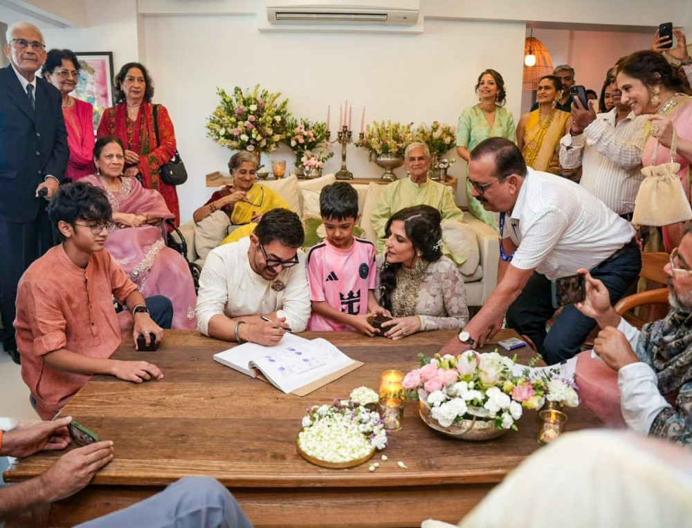 Mumbai: Actor Aamir Khan ties the knot with fashion stylist Gauri Spratt in the presence of close family and friends, in Mumbai on Sunday, July 05, 2026. (Photo: IANS)