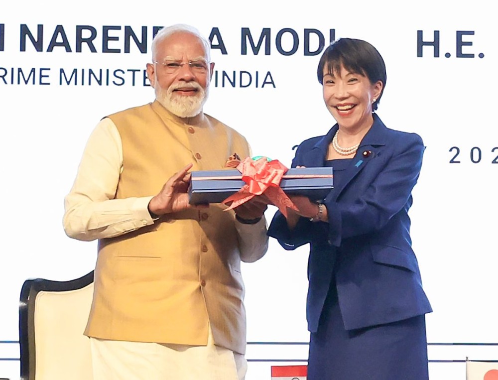 New Delhi: Prime Minister Narendra Modi and Japanese Prime Minister Sanae Takaichi attend the India-Japan Joint Economic Forum during the 16th India-Japan Annual Summit, in New Delhi on Thursday, July 2, 2026. T (Photo: IANS/PMO)