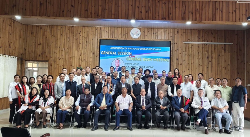 Dr Kekhrielhoulie Yhome and others at General Session-cum-General Body Meeting of ANLB in Kohima on July 17.