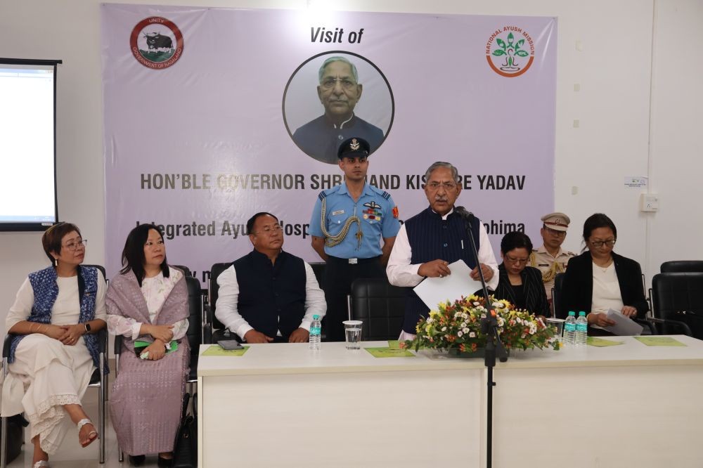 Nagaland Governor Nand Kishore Yadav speaking during his visit to the AYUSH hospital at Chedema.