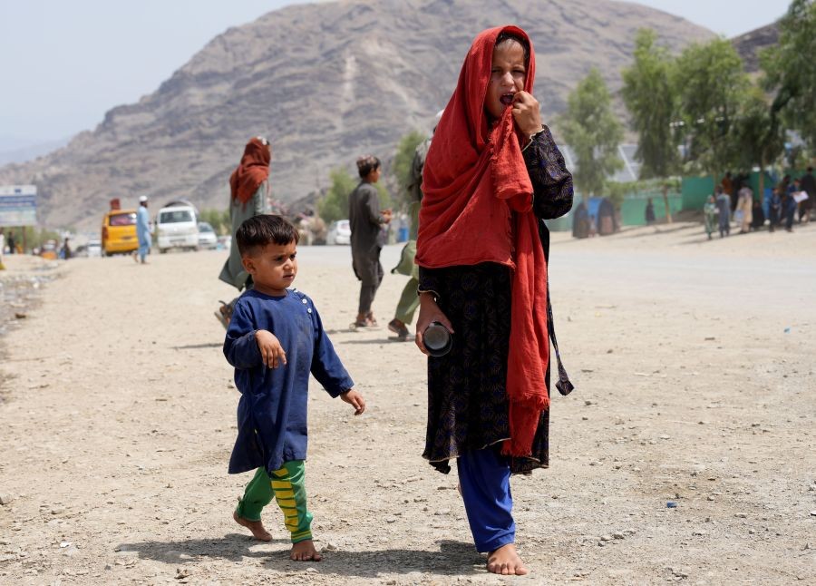 Afghan children are seen at a refugee camp at the Torkham border crossing point in Nangarhar, Afghanistan, June 18, 2026. (IANS Photo)