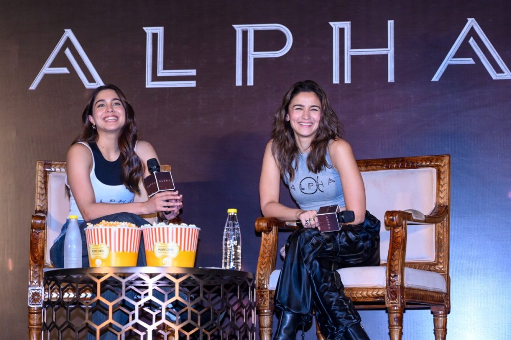 Jaipur: Bollywood actors Alia Bhatt and Sharvari during a promotional event for their upcoming film "Alpha" in Jaipur, Rajasthan, on Monday, June 29, 2026. (Photo: IANS)