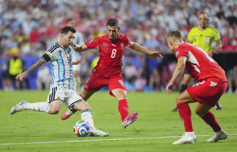 Kansas City: Lionel Messi (L) of Argentina competes during the quarter final match between Argentina and Switzerland at the 2026 FIFA World Cup at the Kansas City Stadium in Kansas City, the United States, July 11, 2026.  (Xinhua via IANS)