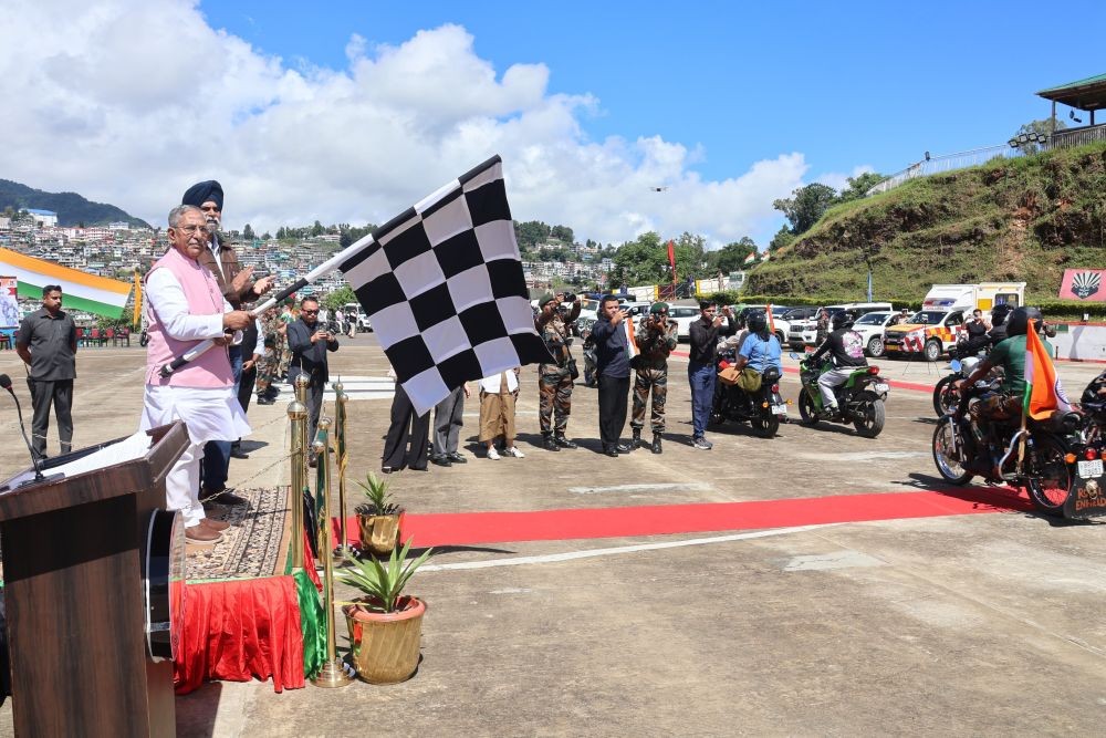 Nagaland Governor Nand Kishore Yadav flagging off Bike Rally in Kohima on July 25. (Morung Photo)