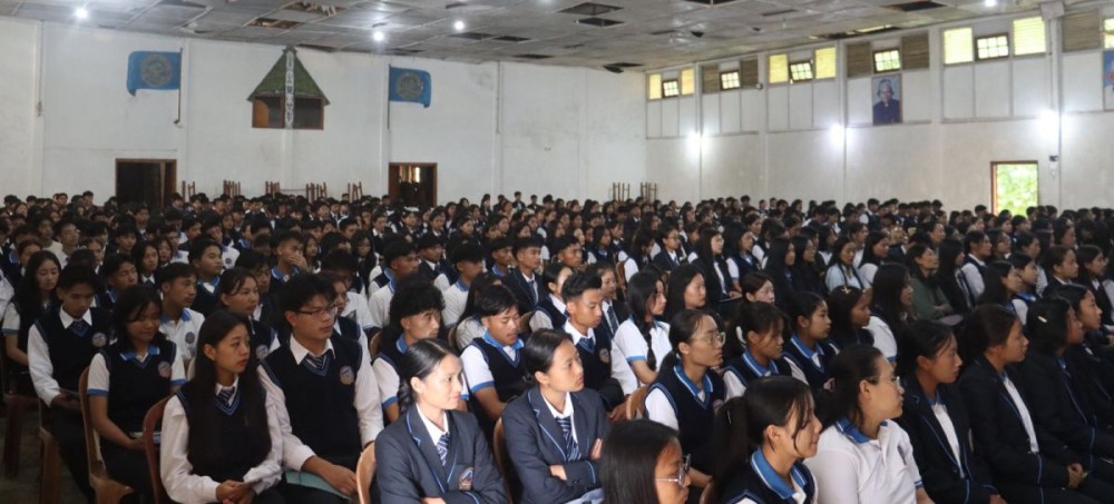 A section of newly enrolled students during the orientation programme held at Fazl Ali College, Mokokchung.