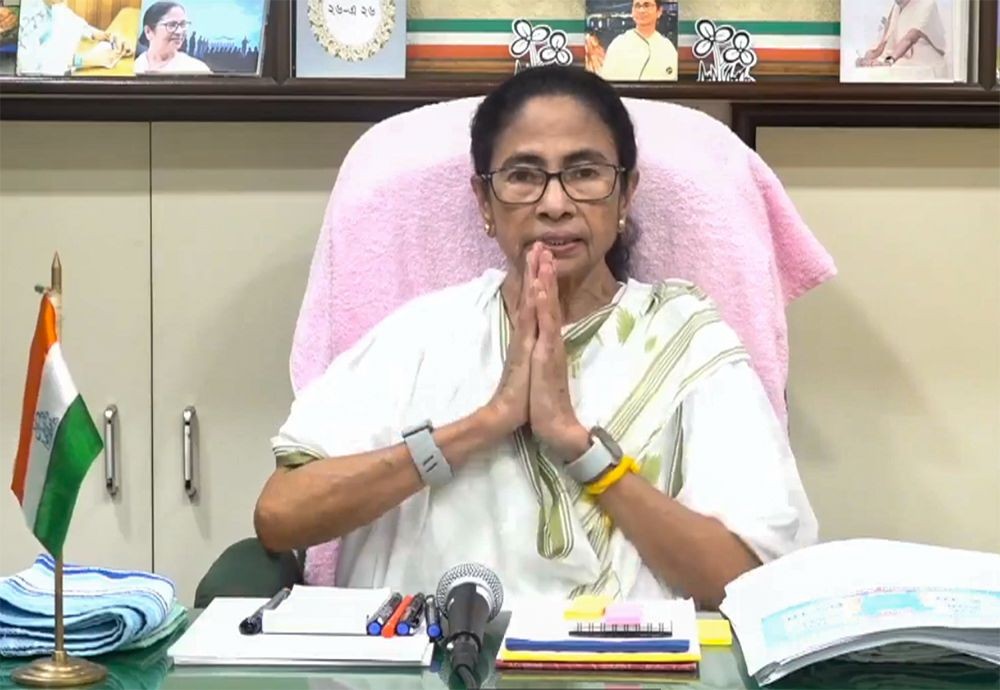 Trinamool Congress chairperson and former West Bengal Chief Minister Mamata Banerjee speaks during a video message in Kolkata, West Bengal, on July 4. (IANS/X/@AITCofficial Photo)