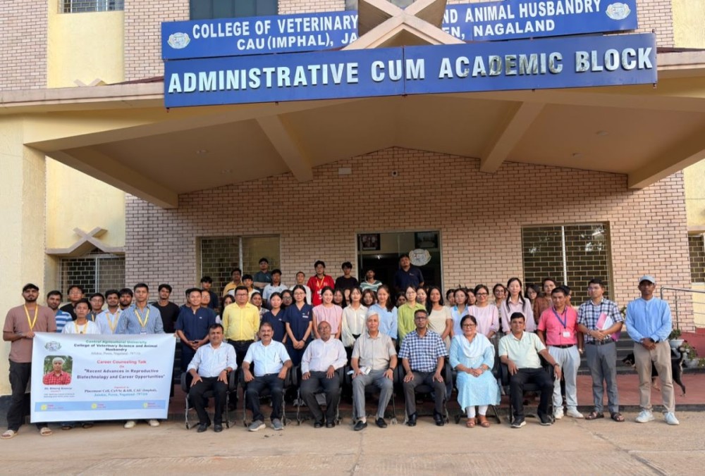 Faculty and students pose for a photo during a career counselling-cum-job opportunities programme held in Jalukie, Peren on July 25.