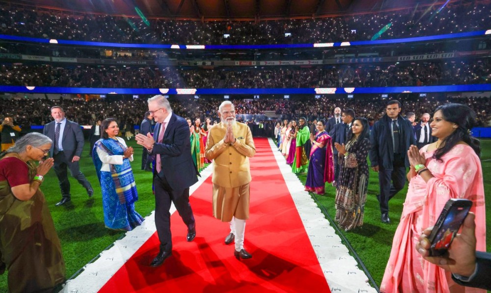 Melbourne: Prime Minister Narendra Modi with Australian Prime Minister Anthony Albanese during the Indian community event in Melbourne, Australia, on Thursday, July 9, 2026. (Photo: IANS/PMO)