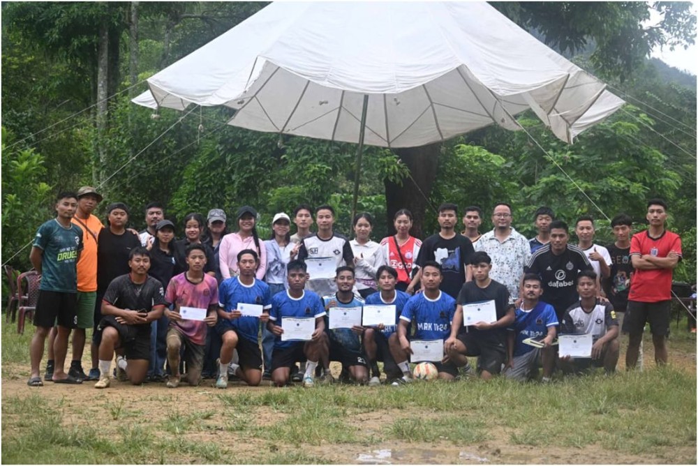 Organisers along with the participants during the 3rd open penalty shootout in Mon on July 13.