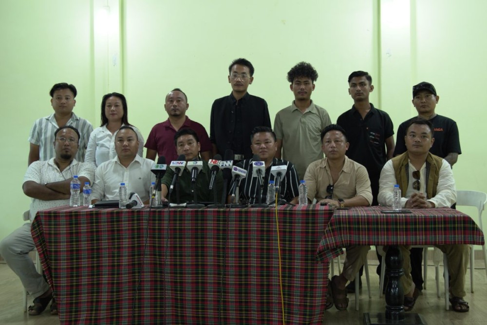 Core members of the Naga Youth Movement at the press conference in Dimapur on July 9. (Morung Photo)