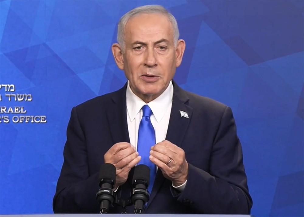 Jerusalem: Israeli Prime Minister Benjamin Netanyahu delivers a statement to the media in Jerusalem, Israel on Monday, June 8, 2026. (Photo: IANS/X/@IsraeliPM_heb)