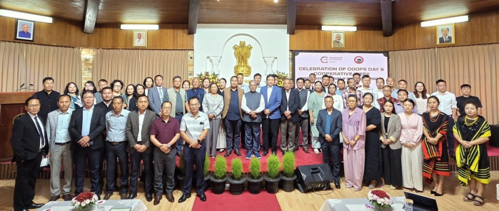 Nagaland Governor Nand Kishore Yadav, Minister Jacob Zhimomi along with other officials and particioants during the  state celebrated COOPS Day and Cooperative Week at Lok Bhavan, Kohima on July 3.