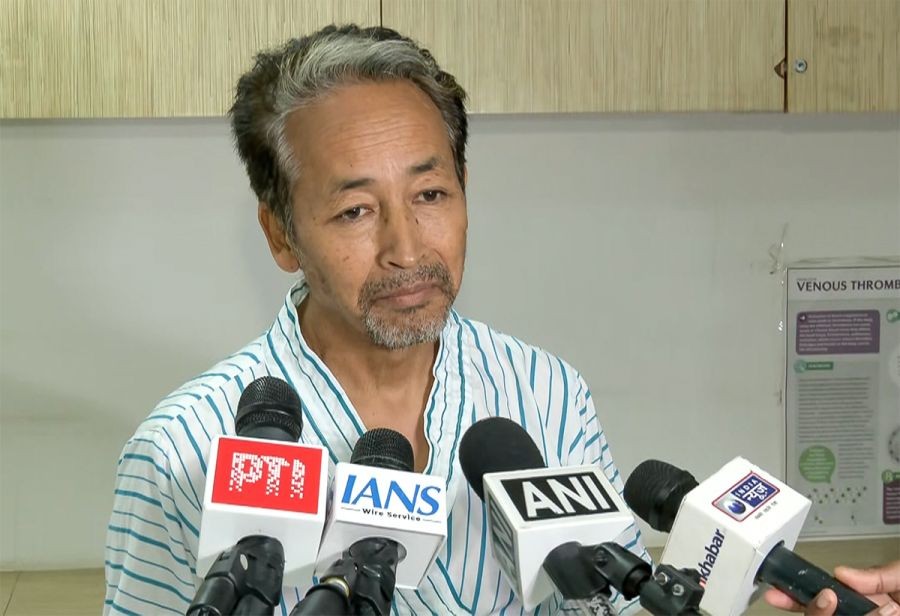 Climate activist Sonam Wangchuk speaks to the media following the resignation of Union Education Minister Dharmendra Pradhan in New Delhi on Saturday, July 25, 2026. (IANS/Video Grab Photo)
